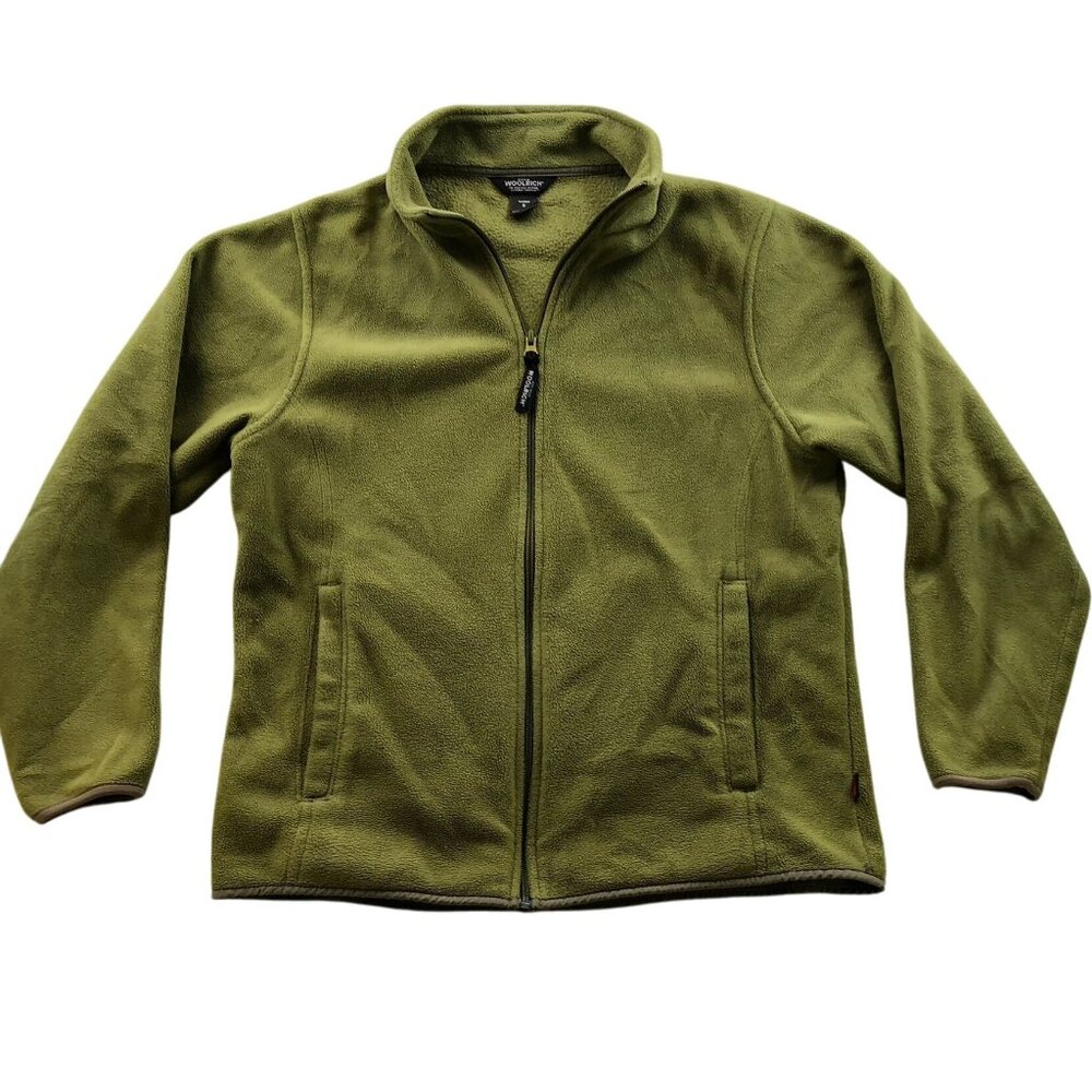 Woolrich Women's Jackets Small Fleece Full Zip Stand Collar Outdoors Cozy Green